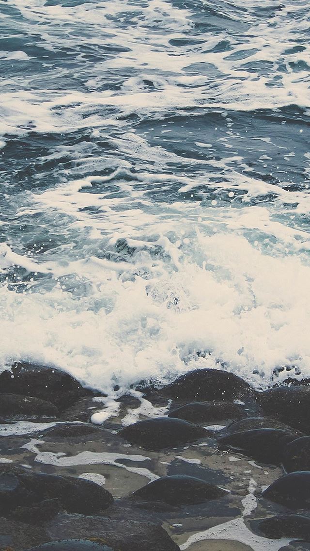 640x1136 Nature Ocean Wave Rock Beach Landscape - surging wave iPhone Wallpaper
