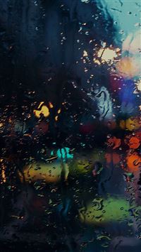 Raining Back Car Window Gloomy Dark Street wallpaper