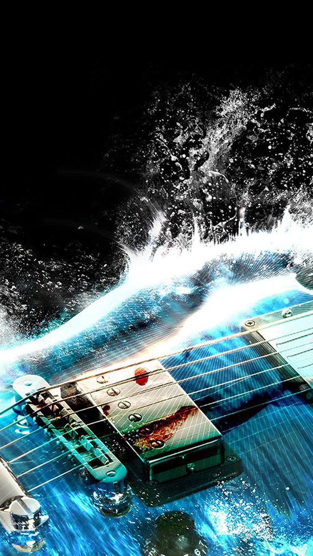640x1136 Guitar Wave Illust Art Blue - illust iPhone Wallpaper