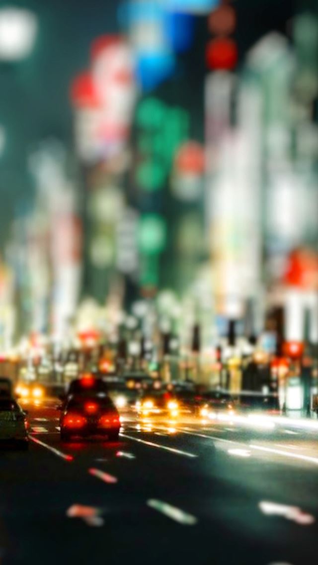 640x1136 Nature Bustling City Street Night Scene - bokeh iPhone Wallpaper