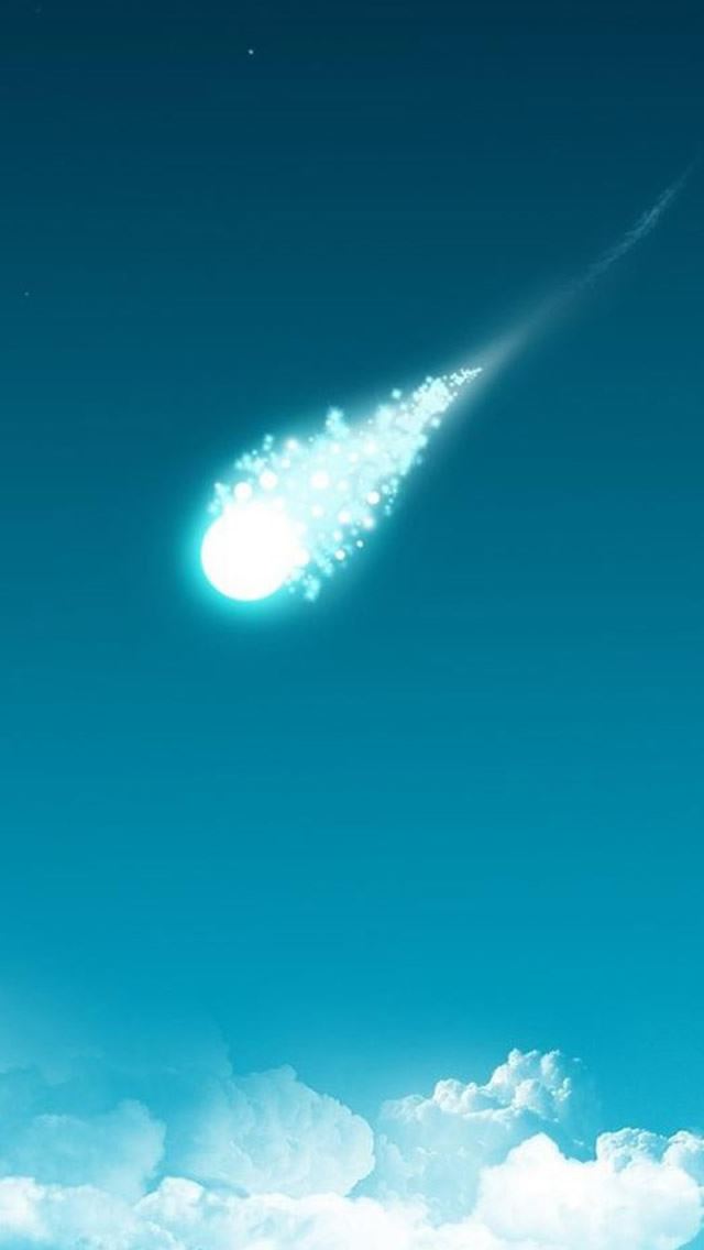 640x1136 Pure Blue Sky Shooting Metetor Beautiful Scene - outer space iPhone Wallpaper