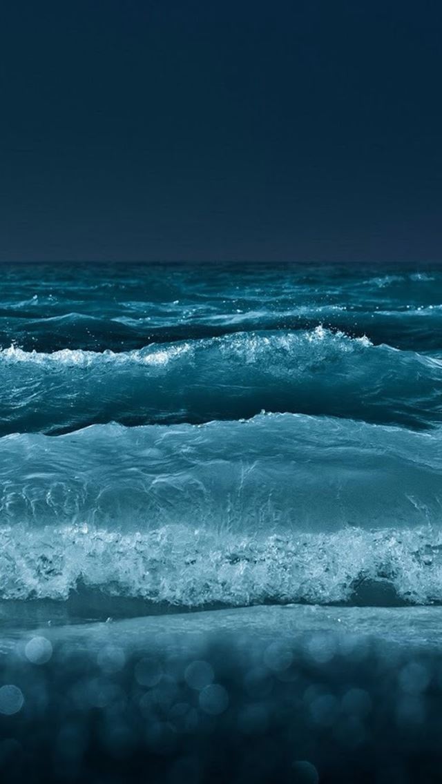 640x1136 Nature Night Ocean Beach Wave Bokeh - sea water iPhone Wallpaper