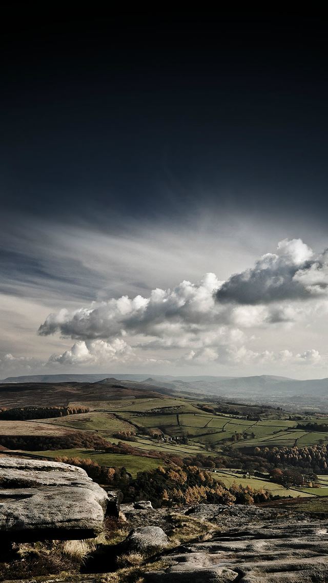 640x1136 Small Town Dark Mountain Green Trees - green iPhone Wallpaper