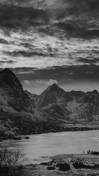 Nature Gorgeous Snow Lake Dark Night Mountain Cold Landscape wallpaper