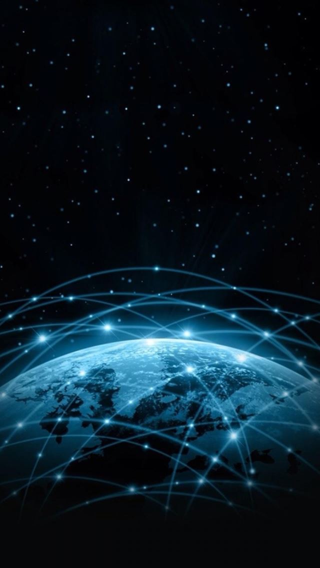 640x1136 Abstract Shiny Swirl Line Over Planet 3D Art - line iPhone Wallpaper