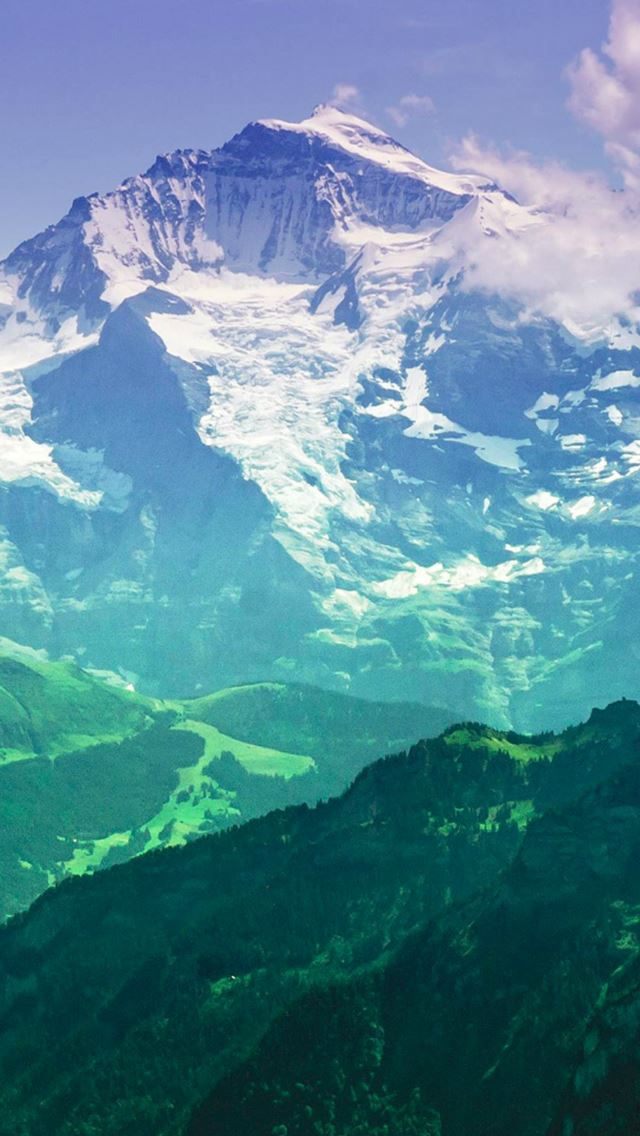 640x1136 Nature Snowy Mountains Smoky Scenery Landscape - trees iPhone Wallpaper