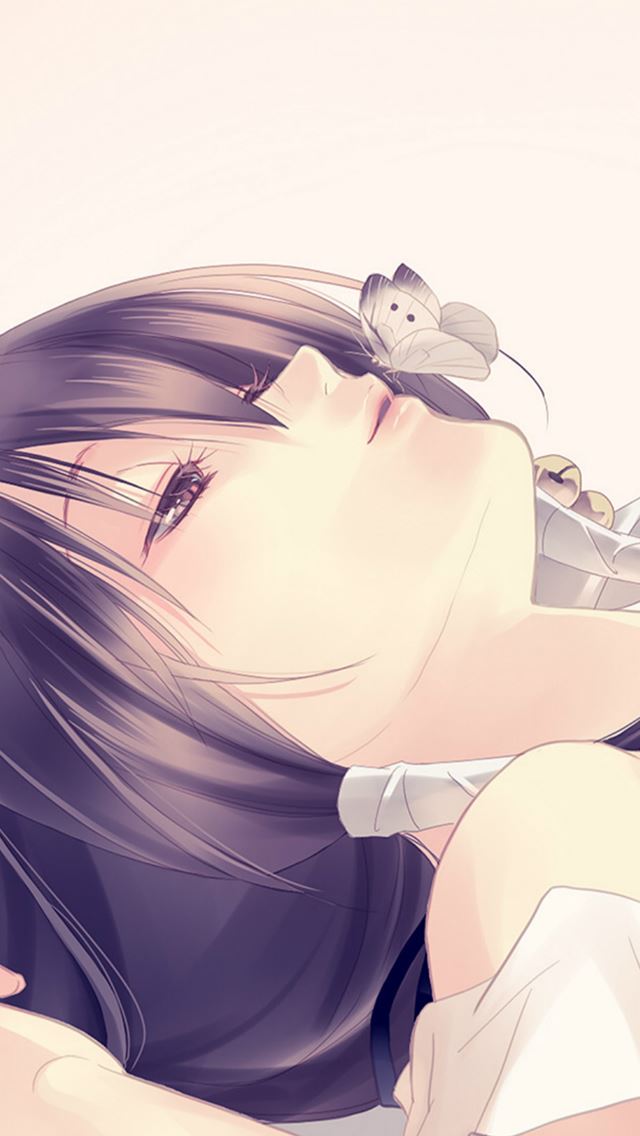 640x1136 Butterfly Blue Anime Girl Illust Art - romantic iPhone Wallpaper