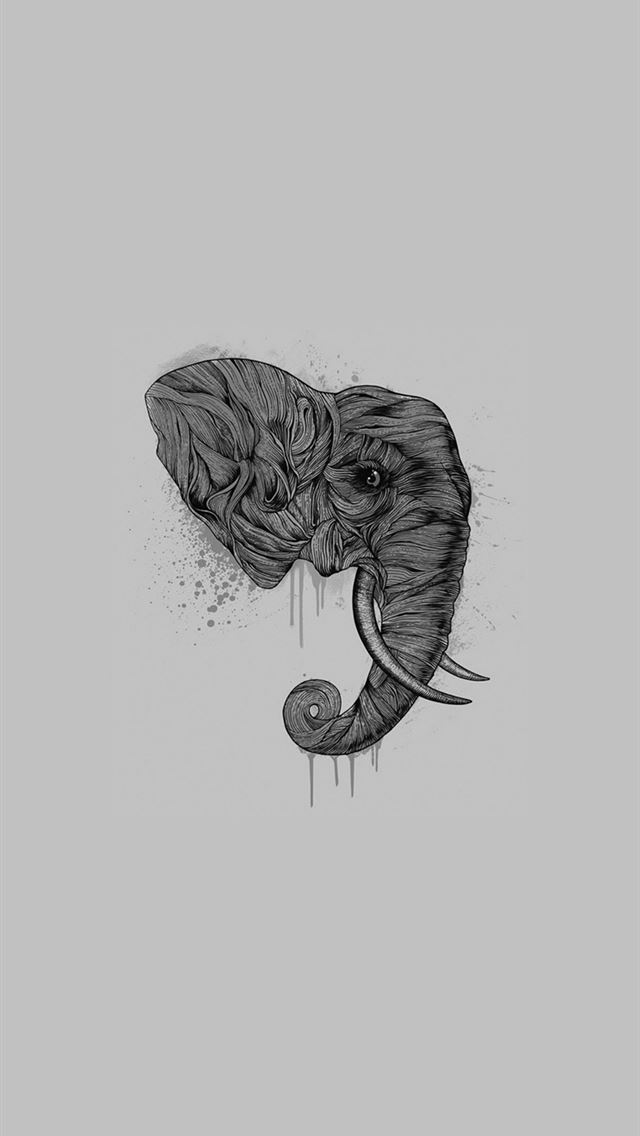 744x1392 Elephant Art Dark Illust Drawing Animal - elephant iPhone Wallpaper