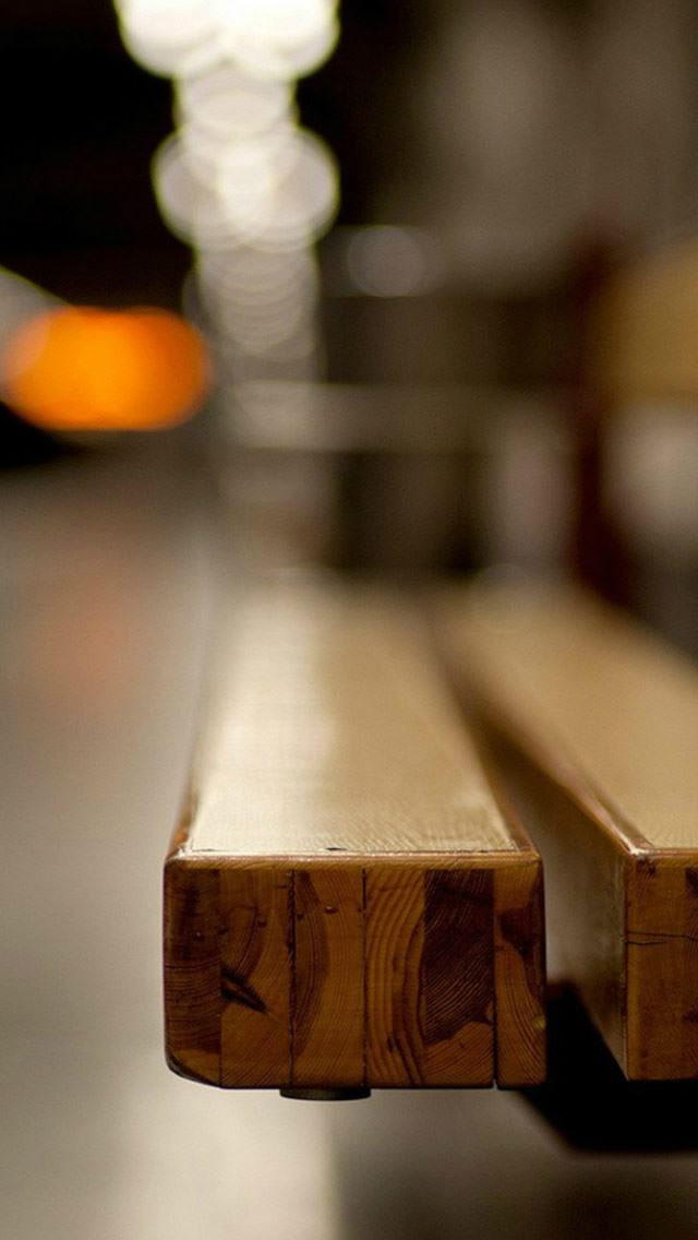 640x1136 Street Bench Chair Bokeh Scene - chair iPhone Wallpaper