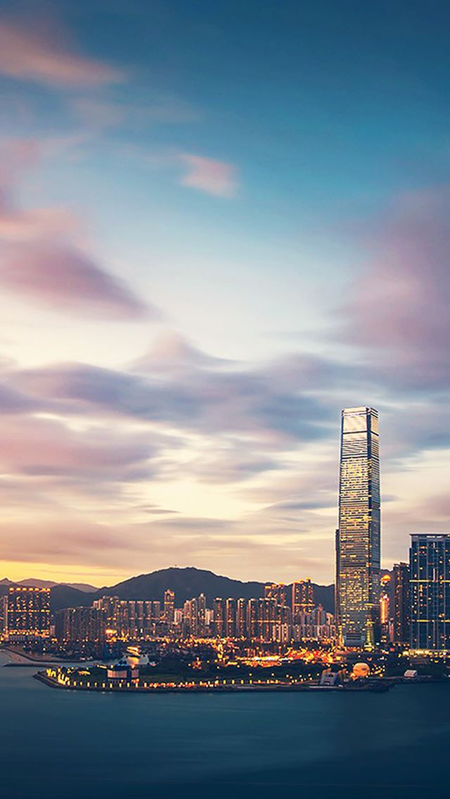 640x1136 Hong Kong Sunset Skyscraper City Bay - bay iPhone Wallpaper