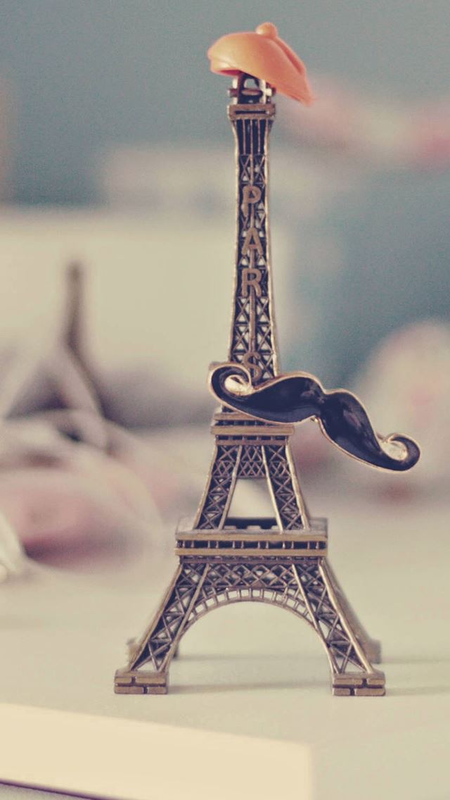 640x1136 Eiffel Tower Moustache Hat Miniature - table iPhone Wallpaper