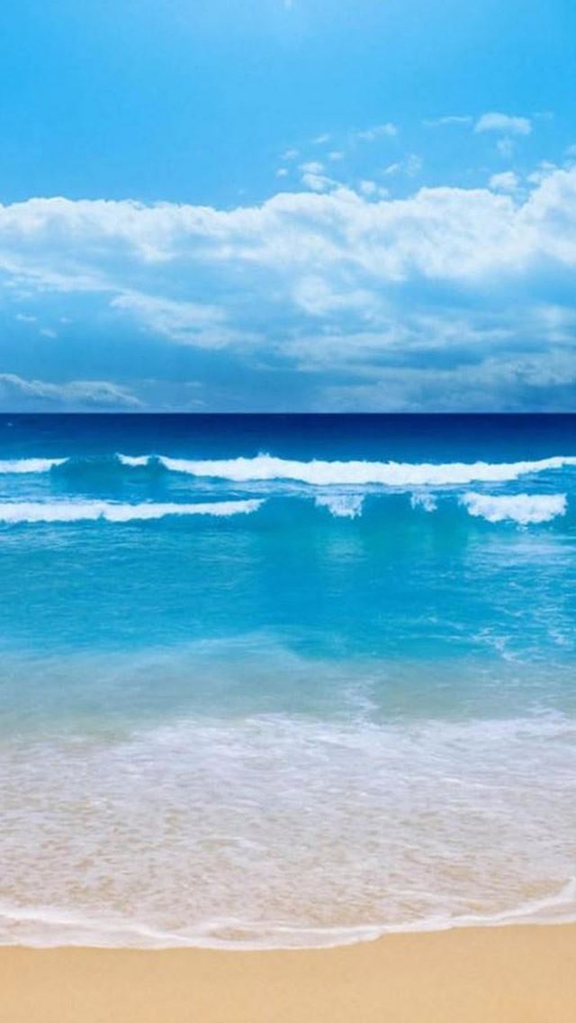 640x1136 Sunny Cool Ocean Beach Wave Skyscape - sand iPhone Wallpaper