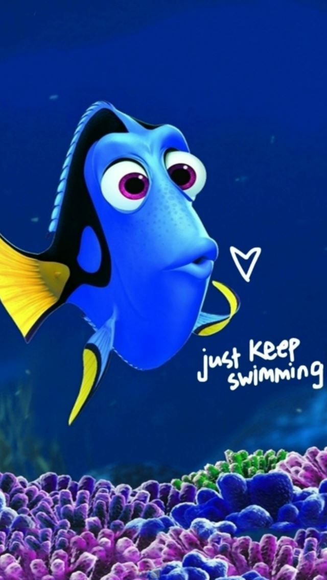 640x1136 Fun Cartoon Fish Just Keep Swimming - swimming iPhone Wallpaper