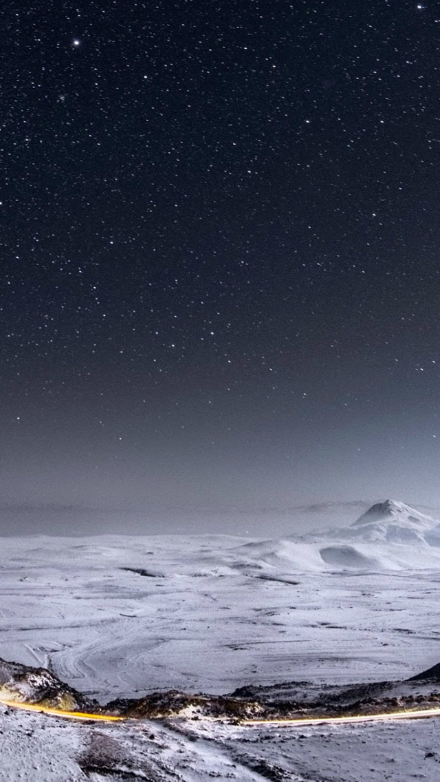 Night Stars Mountain Range Winter Landscape iPhone wallpaper 