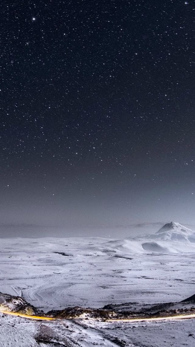 640x1136 Night Stars Mountain Range Winter Landscape - mountain iPhone Wallpaper