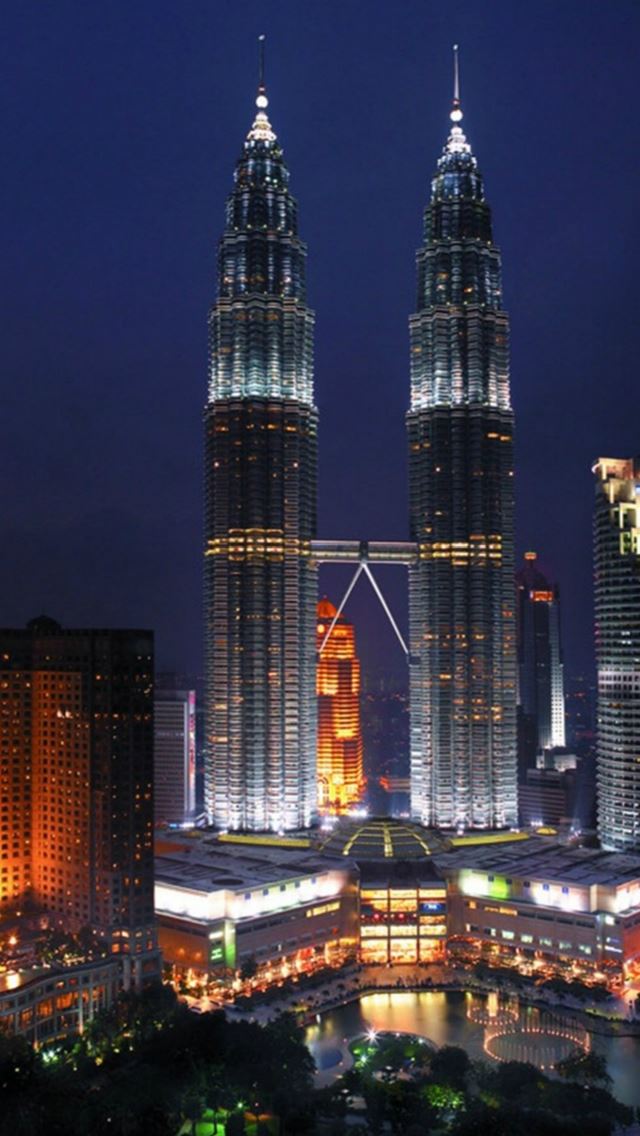 640x1136 Night City Skyscrapers Landscape - buildings iPhone Wallpaper