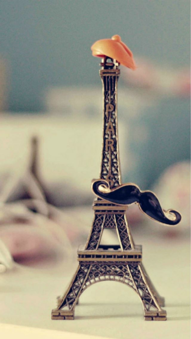 640x1136 Eiffel Tower Moustache Hat Miniature - yellow iPhone Wallpaper