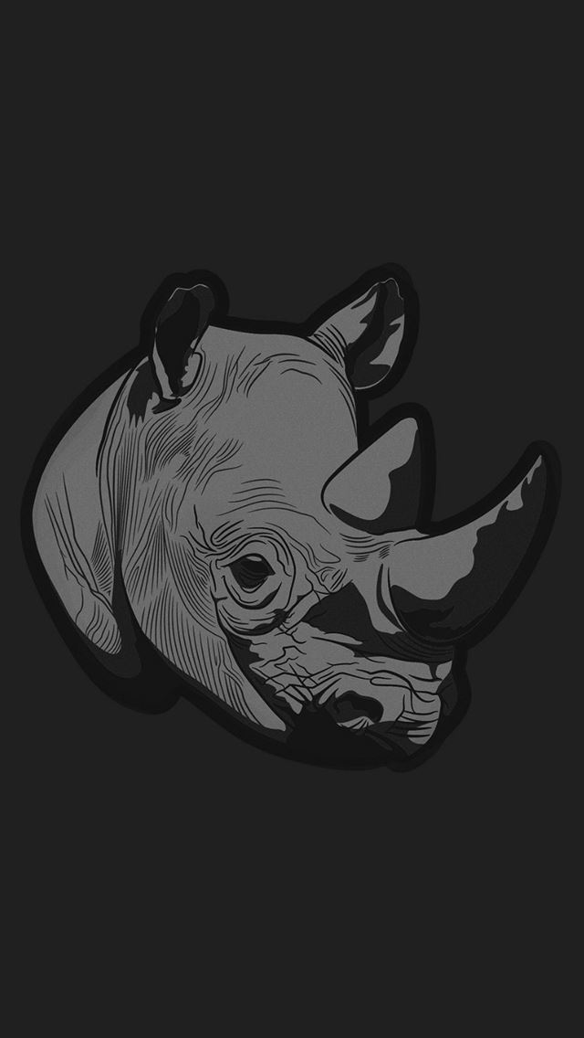 640x1136 Thoughtful Rhino Dark Minimal Illust Art - funny iPhone Wallpaper