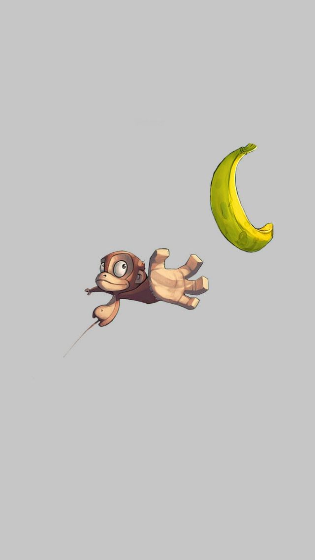 640x1136 Monkey Banana Love White Illust Art Minimal - love iPhone Wallpaper