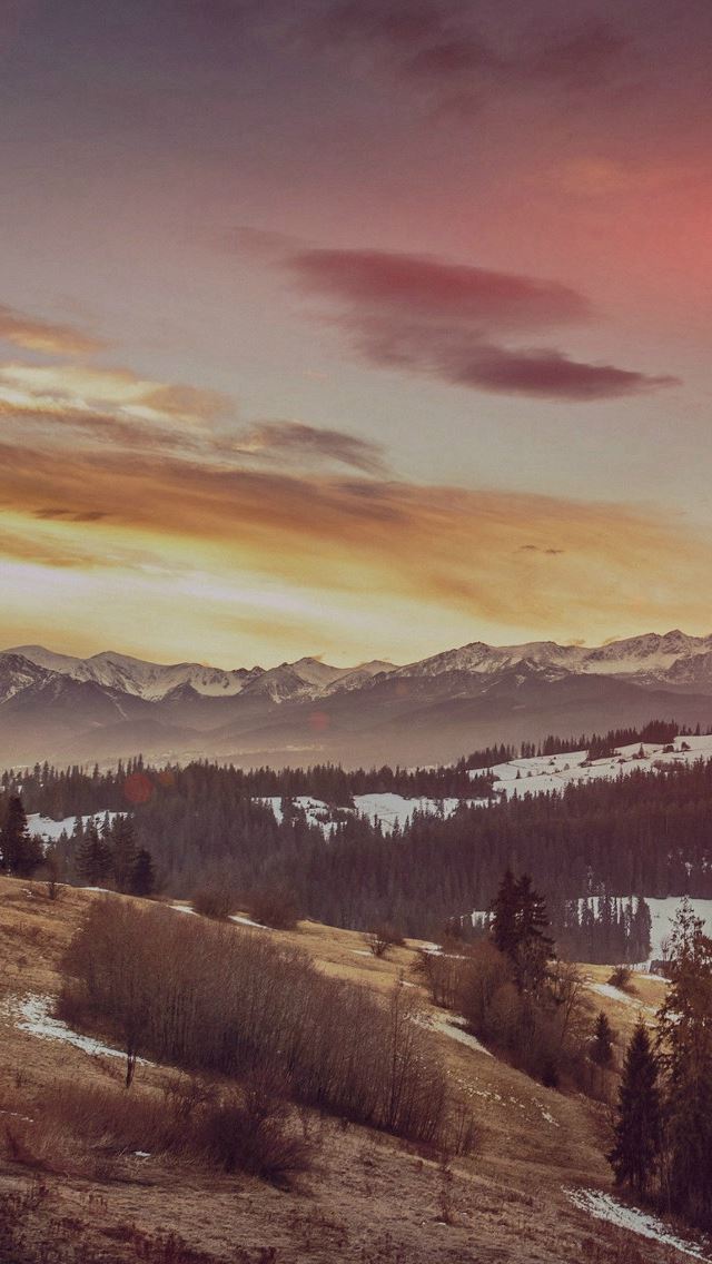 640x1136 Fall Mountain Nature Sky Flare - trees iPhone Wallpaper