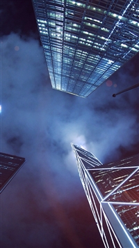 Buildings Blue Flare Night City Sky wallpaper