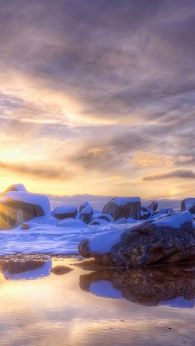 640x1136 Nature Icy Stone Rock Beach Skyview - icy iPhone Wallpaper