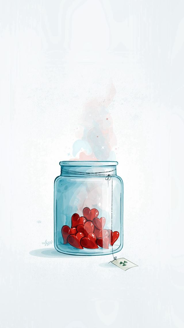 640x1136 Hearts In Jar Love Minimal Art - romantic iPhone Wallpaper
