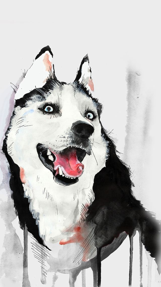 640x1136 Husky Dog Watercolor Illustration - watercolor iPhone Wallpaper
