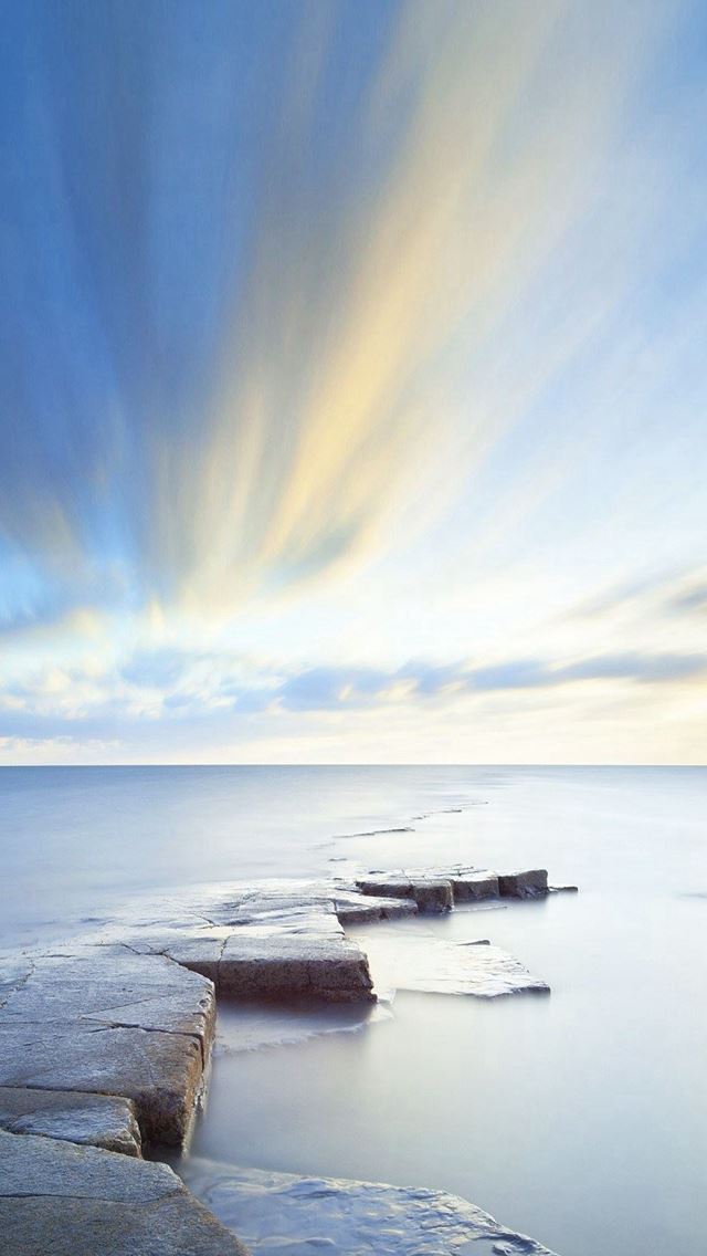 640x1136 Rock Road Wonderful Blue Sky - yellow iPhone Wallpaper