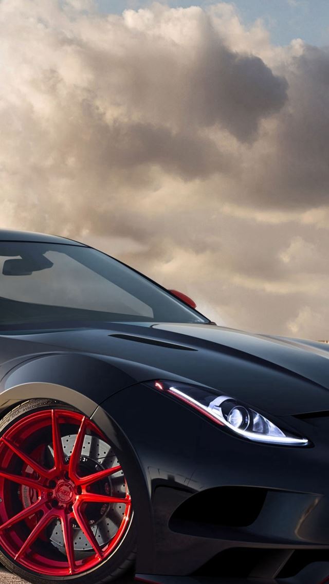 640x1136 Jaguar C X16 Black Red Rims - jaguar iPhone Wallpaper
