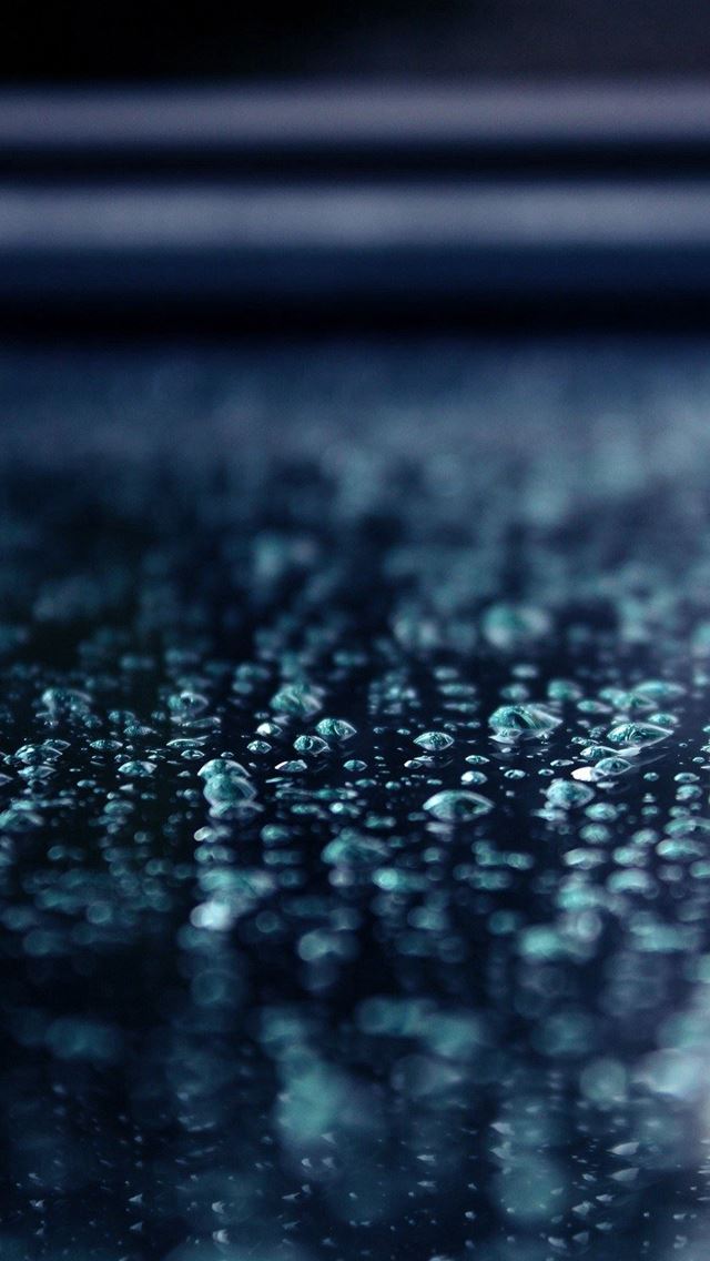 640x1136 Macro Water Drops Blue Surface - bokeh iPhone Wallpaper