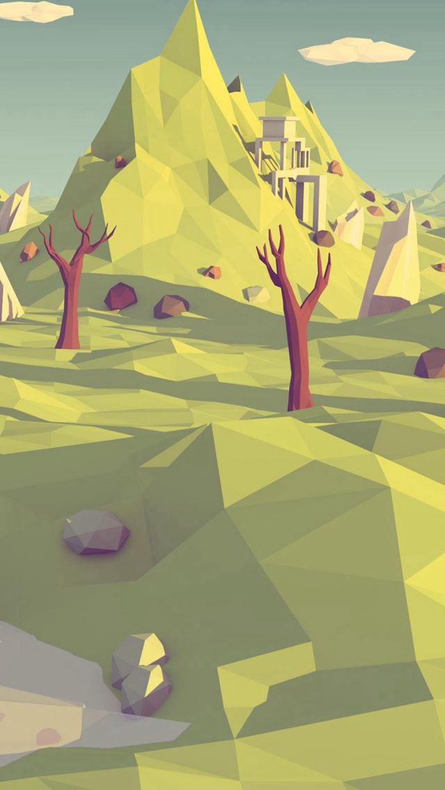640x1136 Funny Polygon Mountain Landscape Illustration Art - shadow iPhone Wallpaper