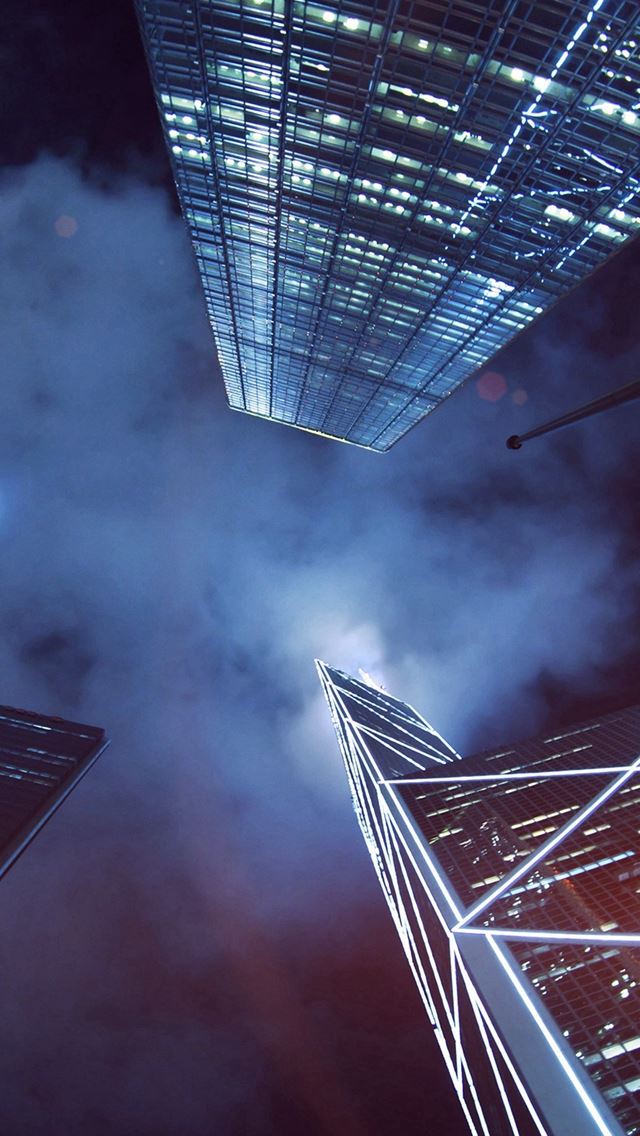 640x1136 Buildings Blue Flare Night City Sky - buildings iPhone Wallpaper
