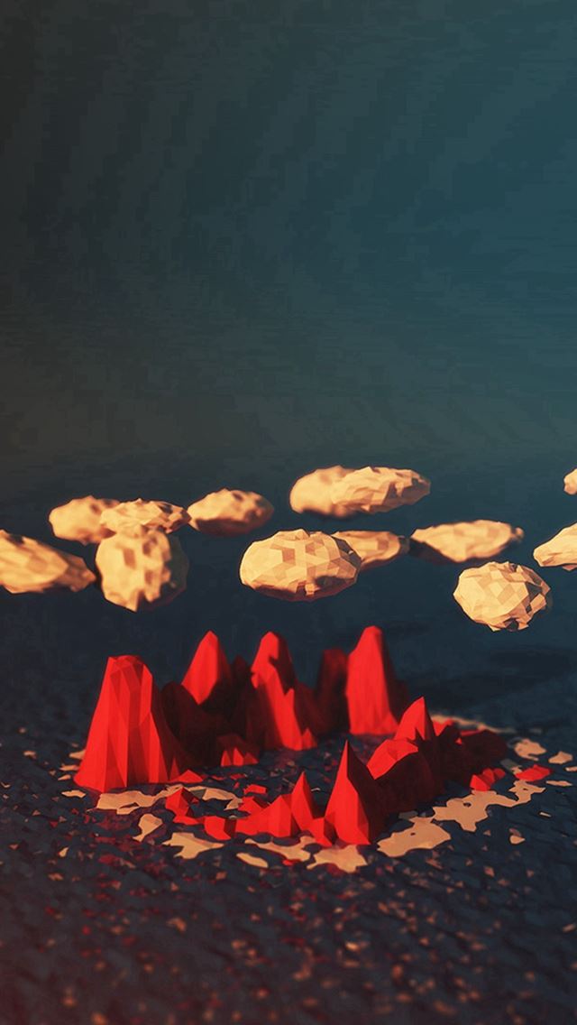640x1136 Low Poly Art Abstract Illust Island Dark - explosion iPhone Wallpaper