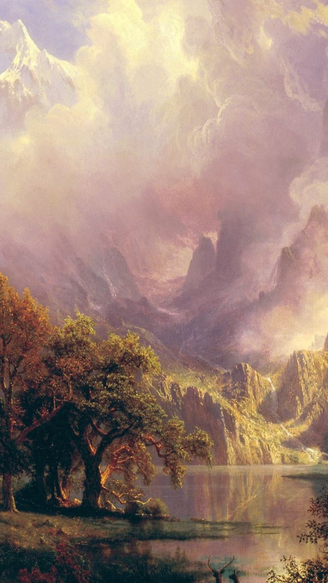 640x1136 Albert Bierstadt Classic Painting Art - hill iPhone Wallpaper