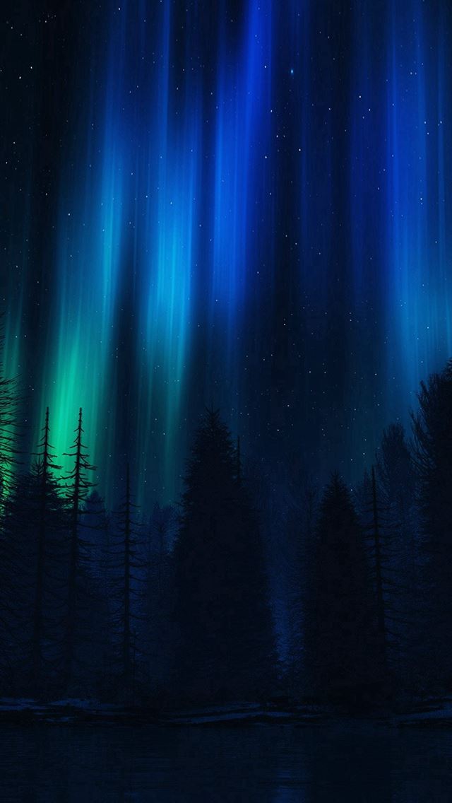 640x1136 Aurora Night Sky Dark Blue Nature Art - sky iPhone Wallpaper