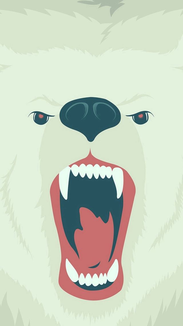 640x1136 Fierce Polar Bear Winter Cartoon Illust - bear iPhone Wallpaper
