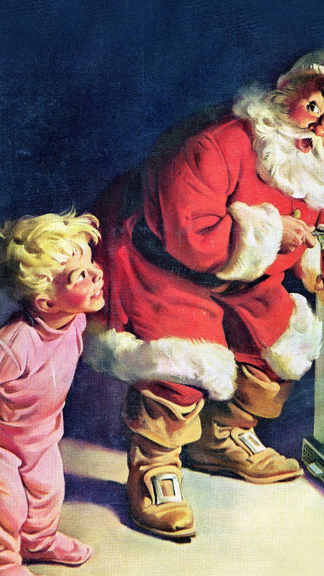 Santa Claus Coca Cola Fridge iPhone wallpaper 