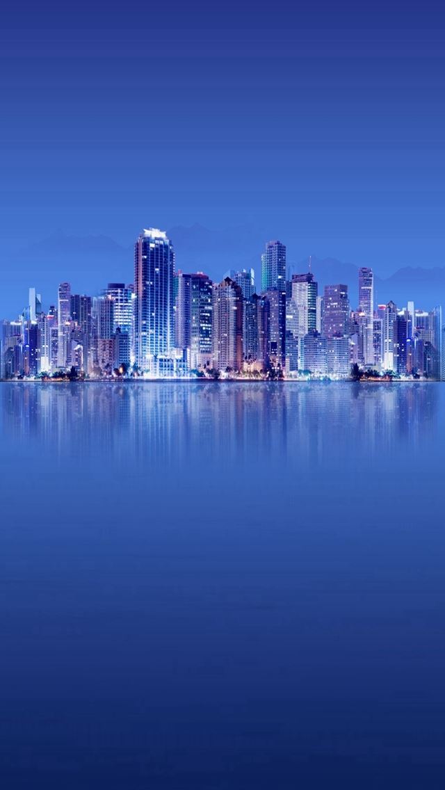 640x1136 Skyscrapers Calm Sea Winner Landsape - sea iPhone Wallpaper