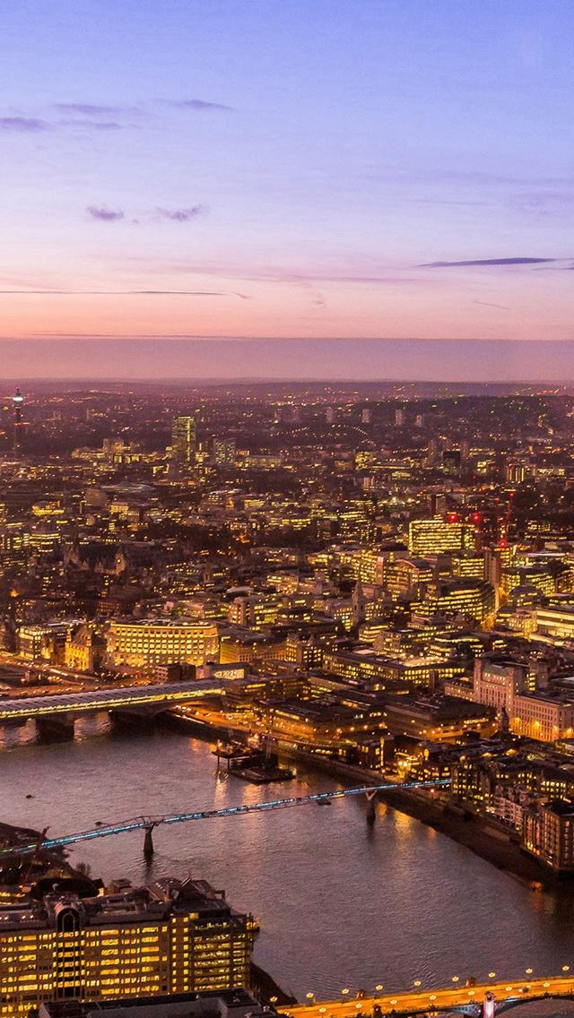 640x1136 City Lights City View River Sunset - skyscape iPhone Wallpaper