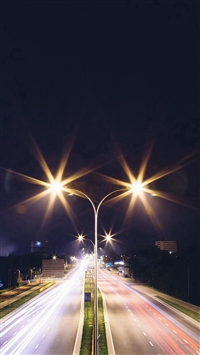 Night Road Exposure Dark Light City Car wallpaper