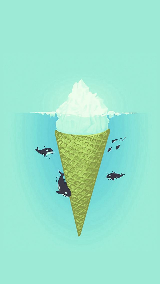 640x1136 Whale Illust Green Sea Icecream Iiceberg - iceberg iPhone Wallpaper