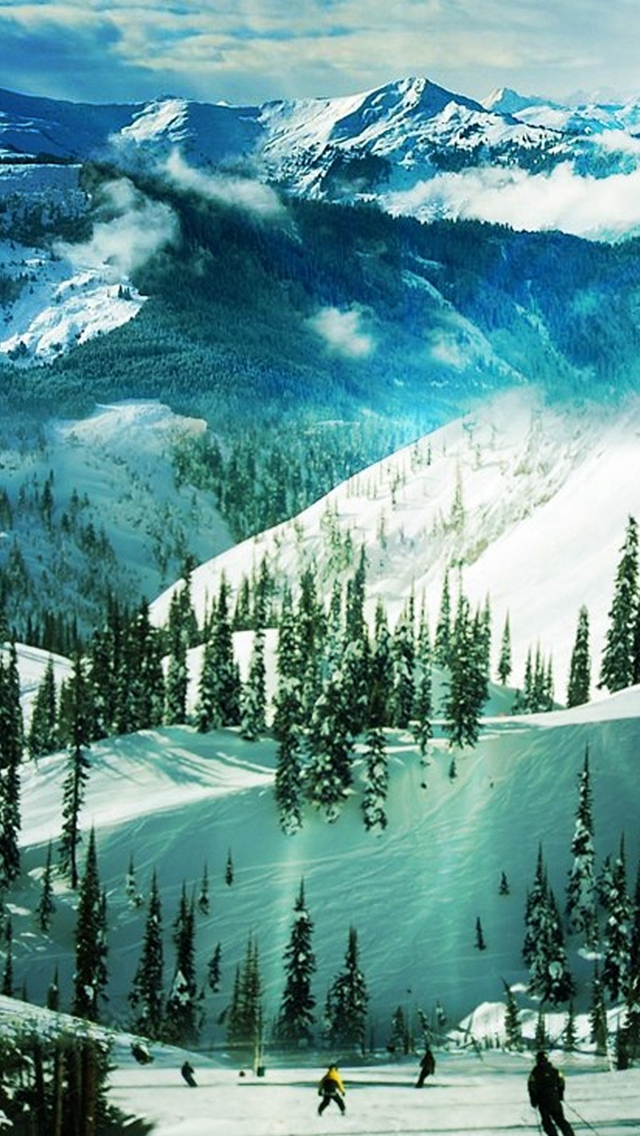 Ski Slope Paradise Winter Landscape iPhone wallpaper 