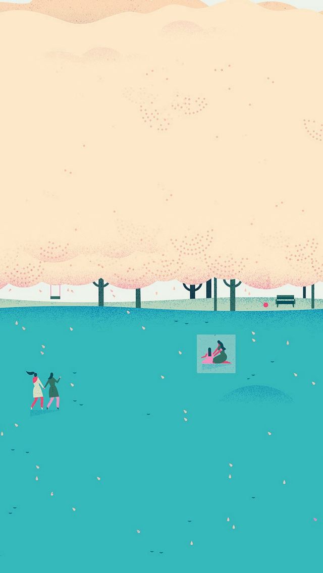 640x1136 Google Lollipop Blue Picnic Illust Art - paint iPhone Wallpaper