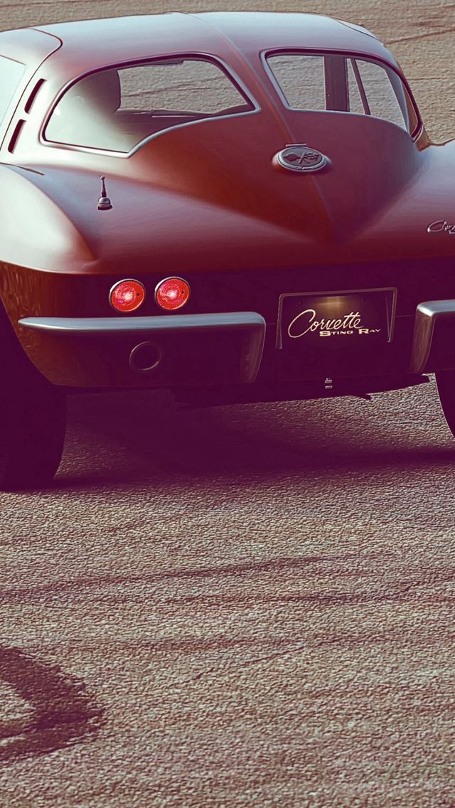 640x1136 Chevrolet Corvette Rear View Auto Retro - retro iPhone Wallpaper
