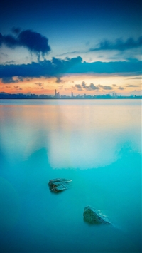 City View River Lake Blue Sunset Nature Vignette Bokeh wallpaper