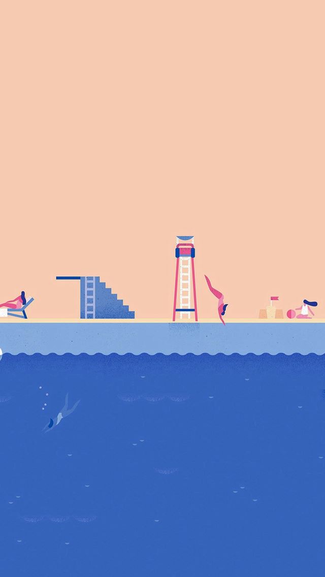 640x1136 Google Lollipop June Blue Swim Illust Art - undersea iPhone Wallpaper