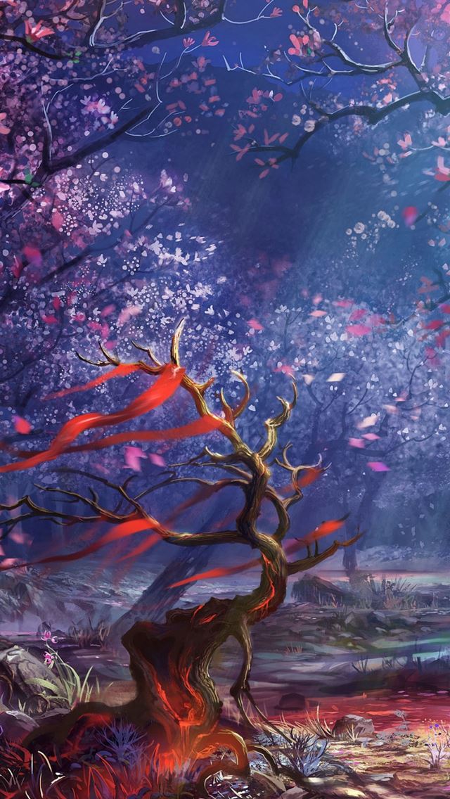 640x1136 Ruler Of The Land Blood Art Forest - fantasy iPhone Wallpaper