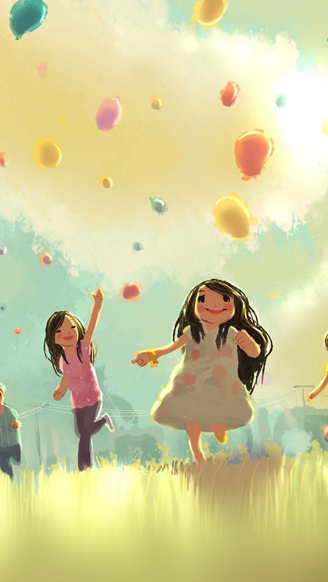 640x1136 Kids Playing Illustration Art Cute - kids iPhone Wallpaper