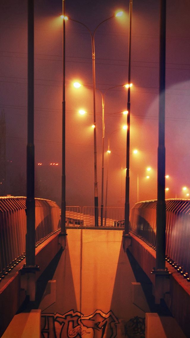 640x1136 Night Bridge City View Lights Street Orange Flare - flare iPhone Wallpaper
